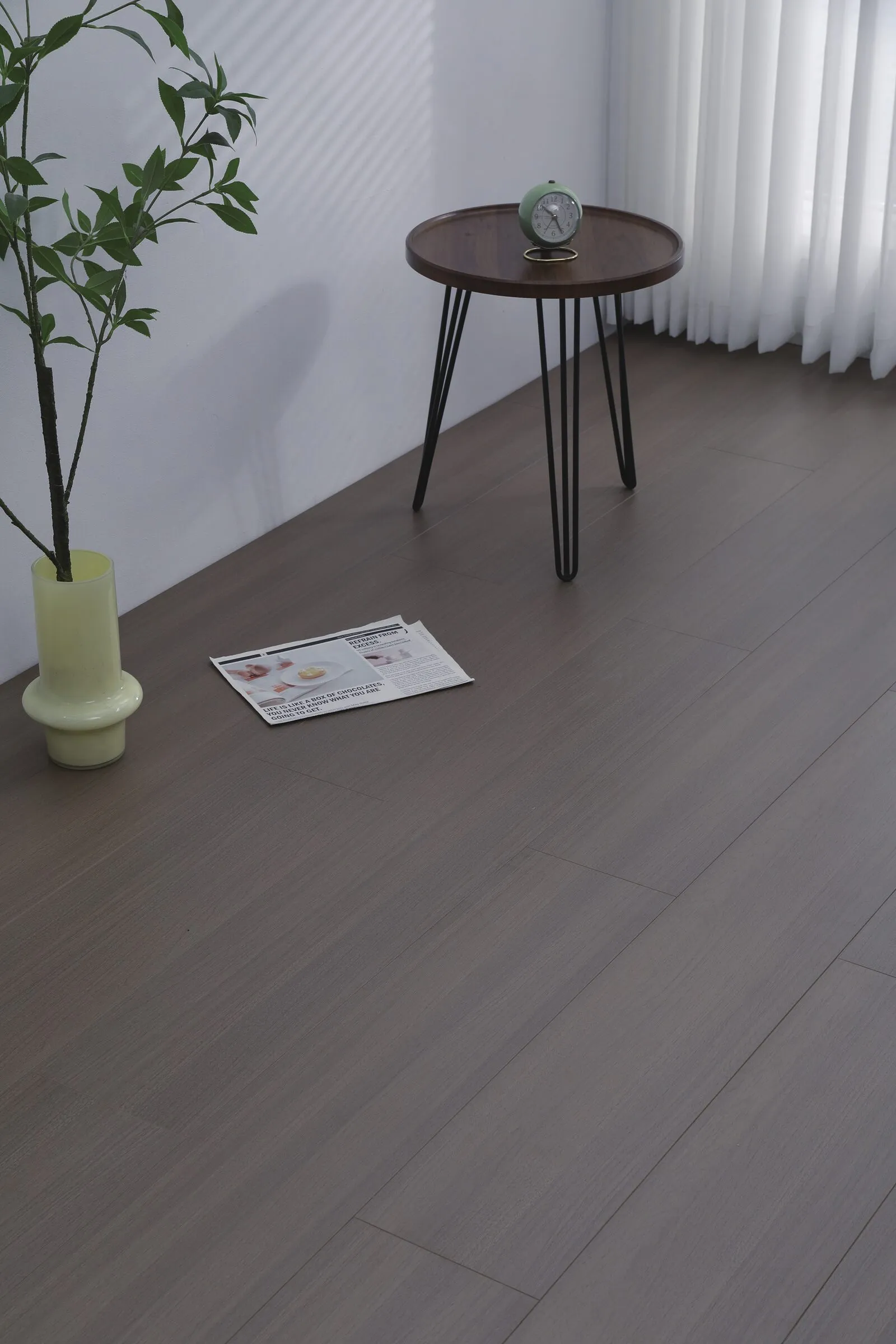 Dark laminate flooring in a living room